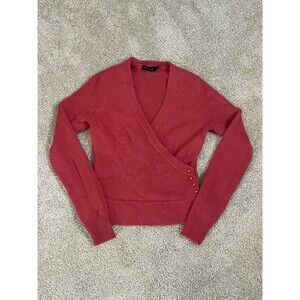 The Limited Burnt Orange Wrap Sweater Size S Angora Rabbit & Lambs Wool V Neck